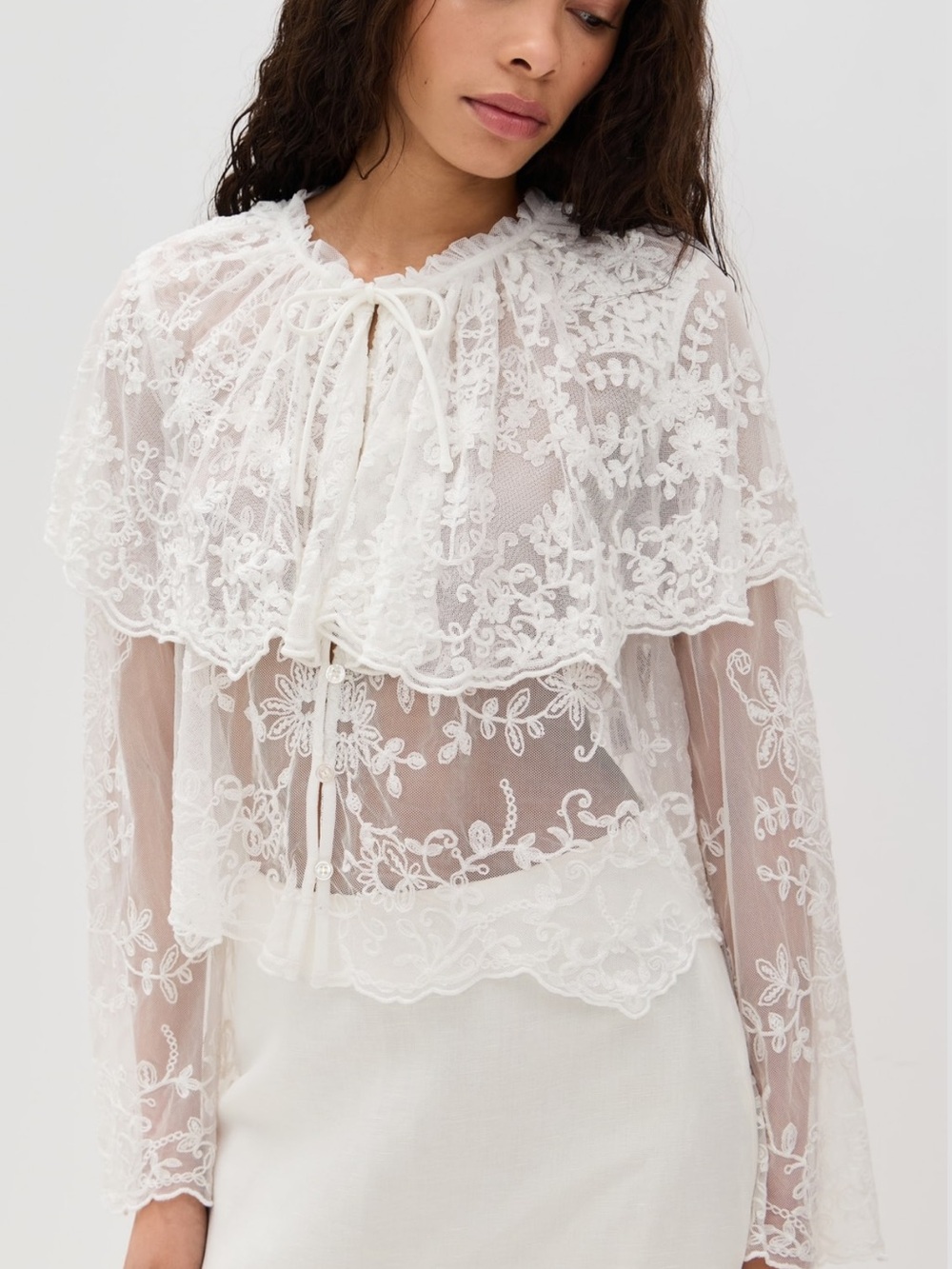 Sea New York Marja Embroidery Caplet Blouse in Pearl size S - Picture 4 of 8
